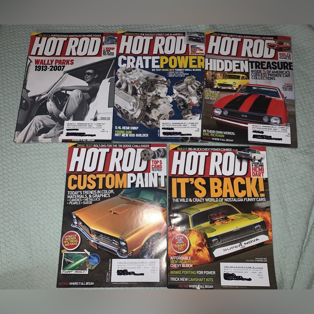 Hot Rod Magazines: 2008 (February, March, July, August, September)